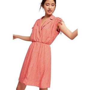 Anthropologie Maeve Carlotta Orange Ruched Dress.